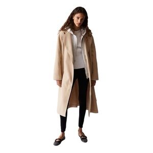 H&M Beige Wool Maxi Trench Coat